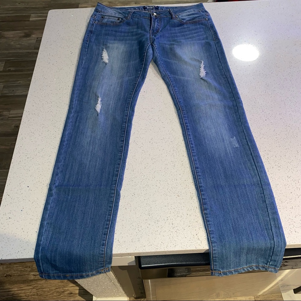 Engine light wash straight/skinny jeans